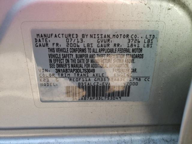 Photo 10 from auction – 2013 NISSAN SENTRA S with VIN 3N1AB7AP3DL753049
