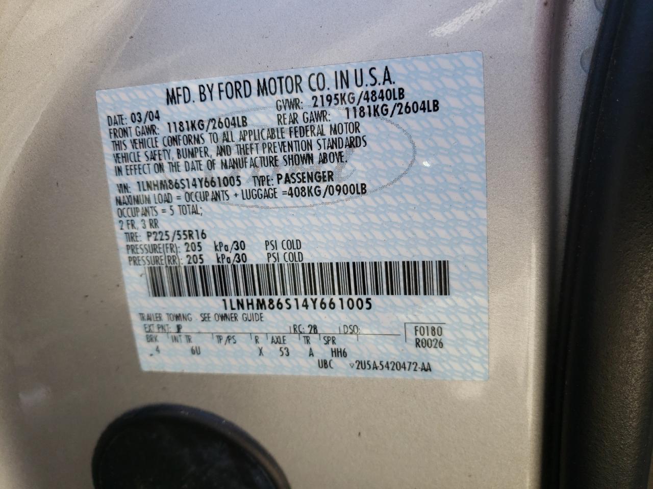 Photo 10 from auction – 2004 LINCOLN LS with VIN 1LNHM86S14Y661005