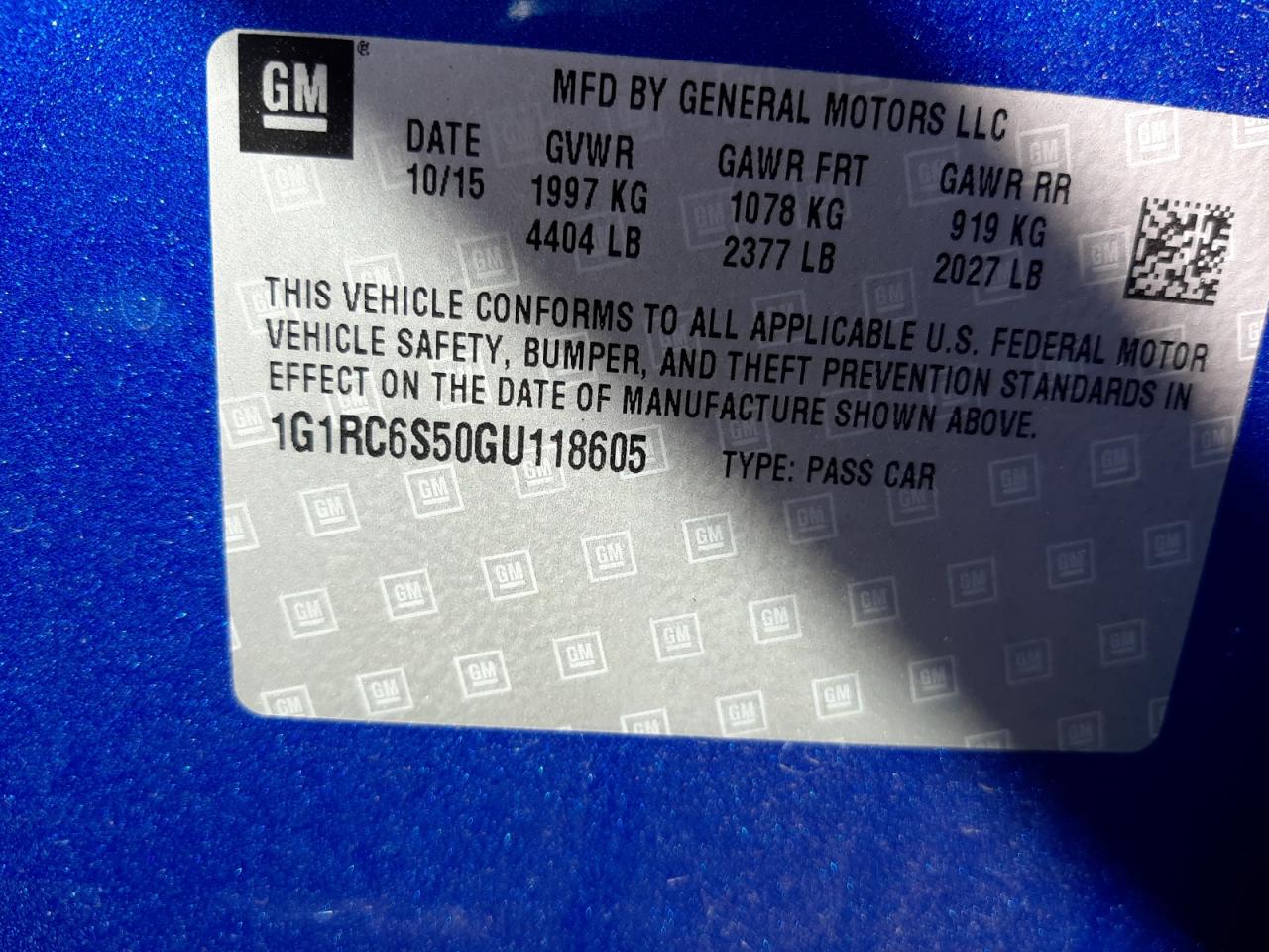 Photo 10 from auction – 2016 CHEVROLET VOLT LT with VIN 1G1RC6S50GU118605