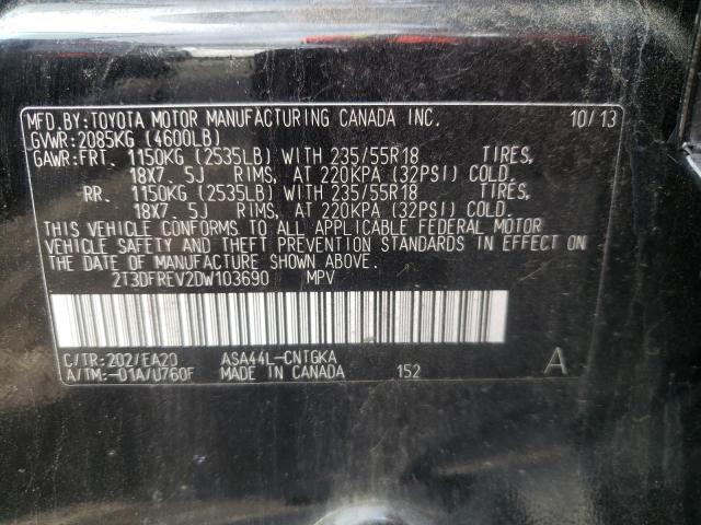 Photo 10 from auction – 2013 TOYOTA RAV4 LIMIT with VIN 2T3DFREV2DW103690