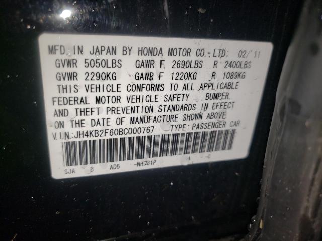 ACURA RL 2011 with VIN JH4KB2F60BC000767 - Photo from auction