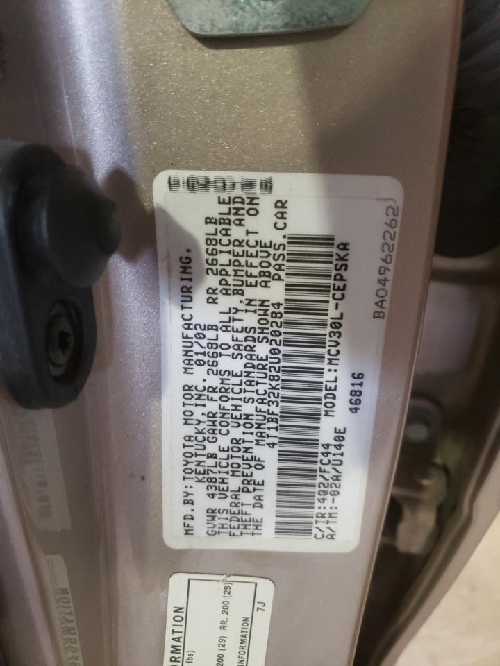Photo 10 from auction – 2002 TOYOTA CAMRY LE with VIN 4T1BF32K82U020284