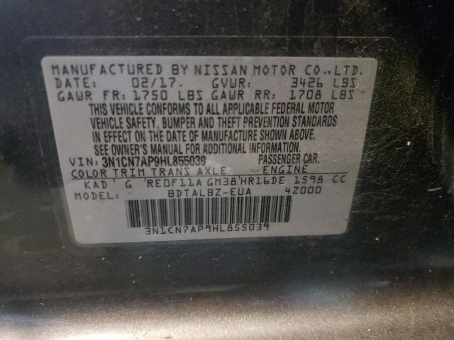 Photo 10 from auction – 2017 NISSAN VERSA S with VIN 3N1CN7AP9HL855039
