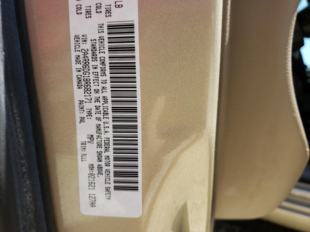 Photo 10 from auction – 2011 CHRYSLER TOWN & COU with VIN 2A4RR6DG1BR682171