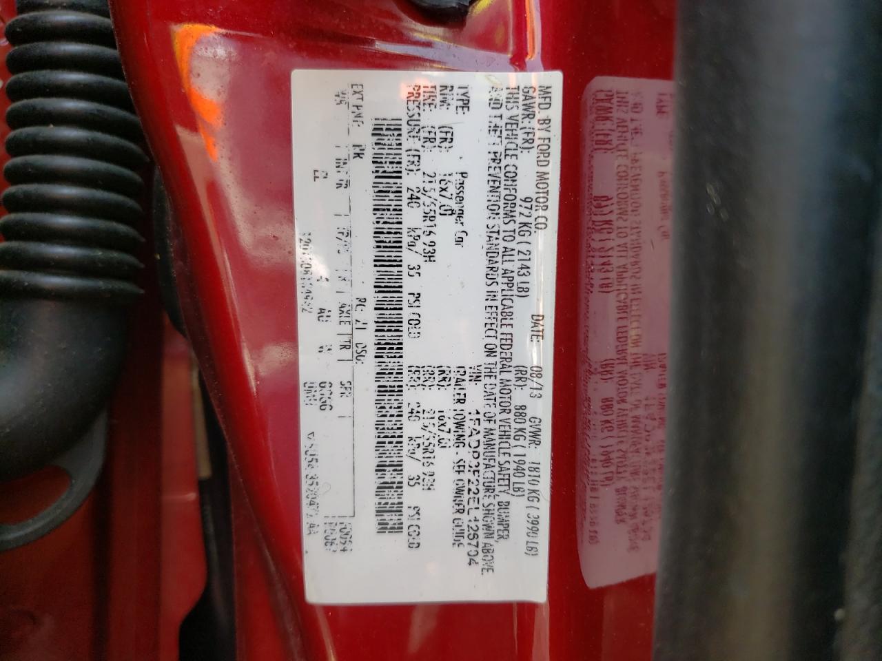 Photo 10 from auction – 2014 FORD FOCUS SE with VIN 1FADP3F22EL126704