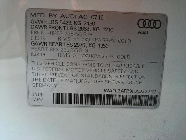 Photo 10 from auction – 2017 AUDI Q5 PREMIUM with VIN WA1L2AFP9HA022712