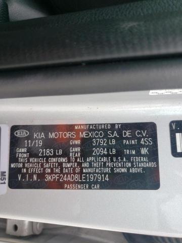 Photo 10 from auction – 2020 KIA FORTE FE with VIN 3KPF24AD8LE197914