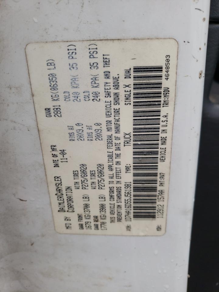 صورة رقم 11 من المزاد - 2005 DODGE RAM 1500 S مع VIN 1D7HA16D55J561981