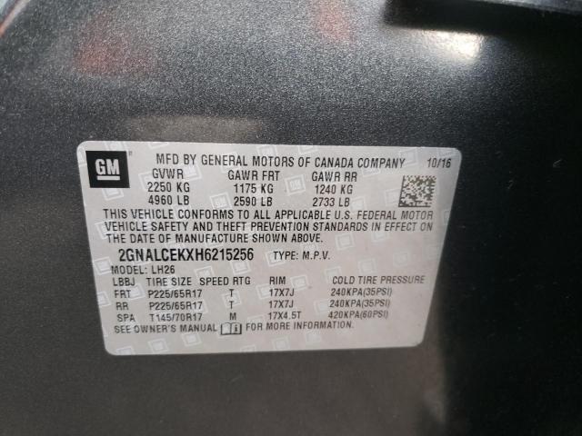 Photo 10 from auction – 2017 CHEVROLET EQUINOX LT with VIN 2GNALCEKXH6215256