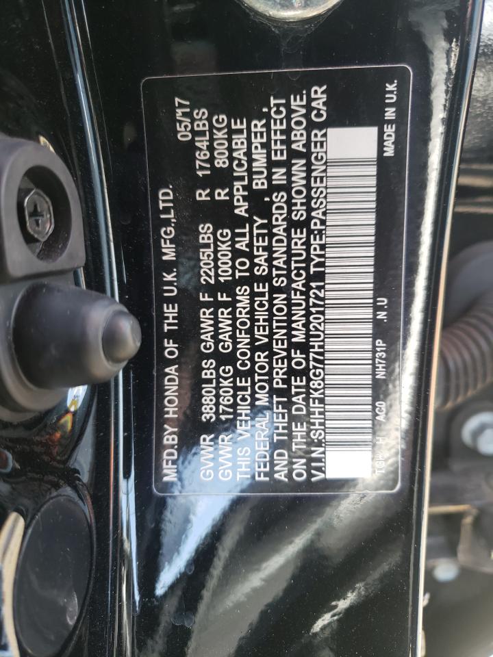Photo 10 from auction – 2017 HONDA CIVIC TYPE with VIN SHHFK8G77HU201721