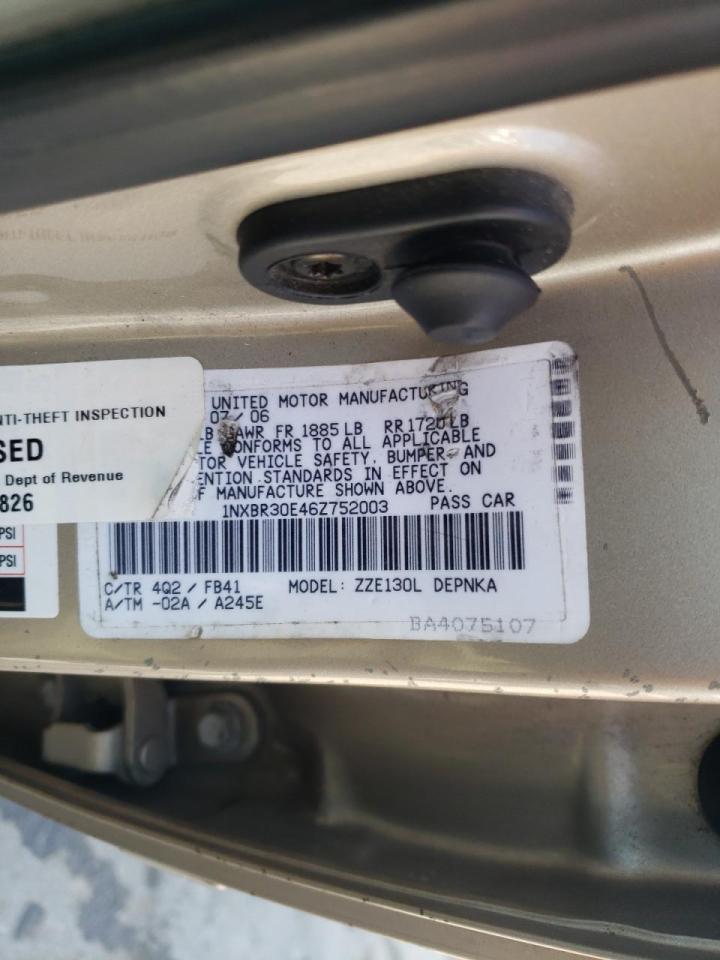Photo 10 from auction – 2006 TOYOTA COROLLA CE with VIN 1NXBR30E46Z752003