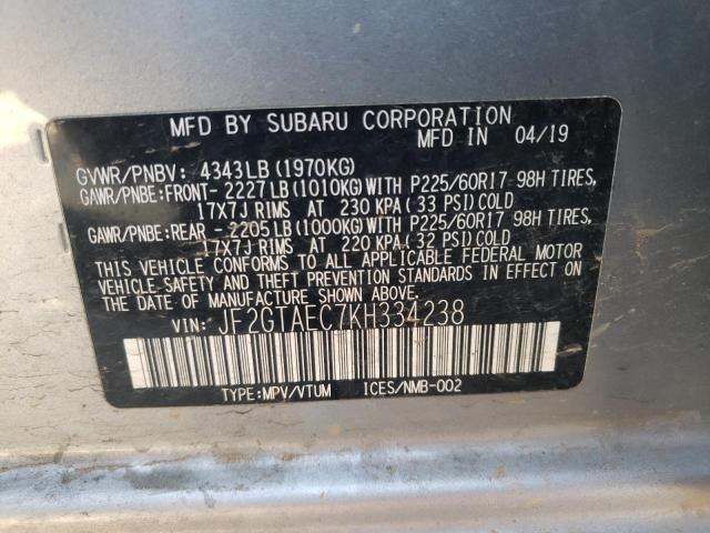 Photo 10 from auction – 2019 SUBARU CROSSTREK with VIN JF2GTAEC7KH334238