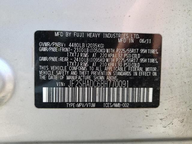 Photo 10 from auction – 2011 SUBARU FORESTER 2 with VIN JF2SHADC6BH770091