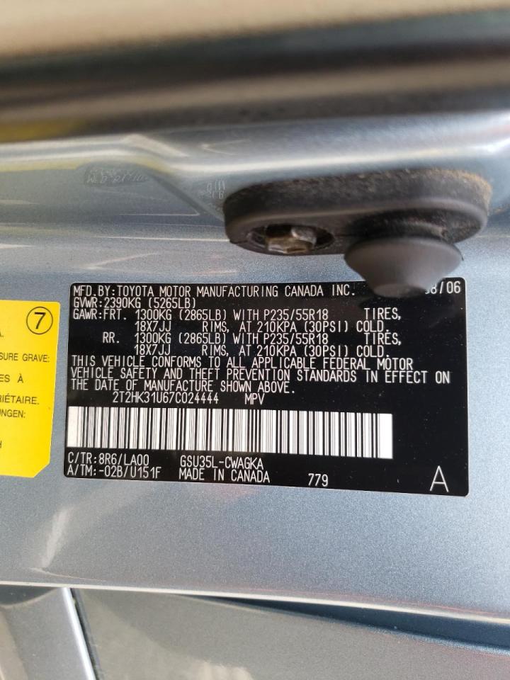 Photo 10 from auction – 2007 LEXUS RX 350 with VIN 2T2HK31U67C024444