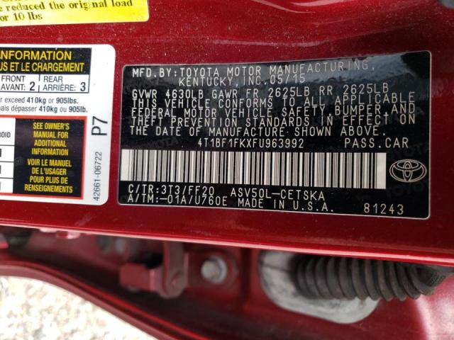 Photo 10 from auction – 2015 TOYOTA CAMRY LE with VIN 4T1BF1FKXFU963992