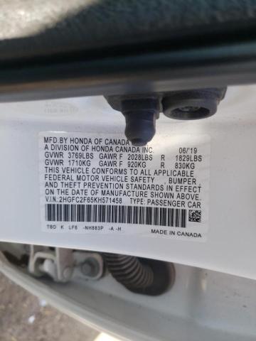 Photo 10 from auction – 2019 HONDA CIVIC LX with VIN 2HGFC2F65KH571458
