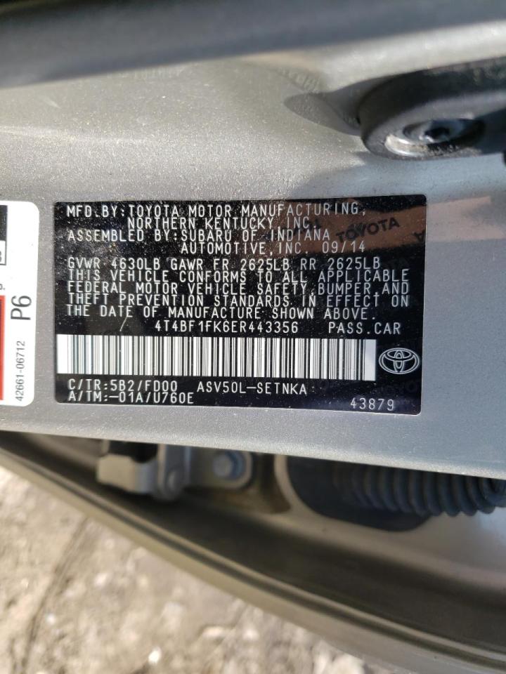 Photo 10 from auction – 2014 TOYOTA CAMRY L with VIN 4T4BF1FK6ER443356