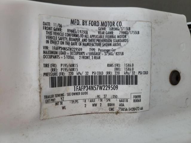 Photo 10 from auction – 2007 FORD FOCUS SE with VIN 1FAFP34N57W229509