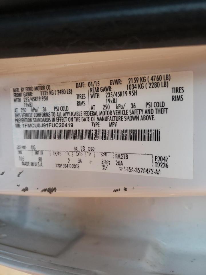 Photo 10 from auction – 2015 FORD ESCAPE TIT with VIN 1FMCU0J91FUC20419