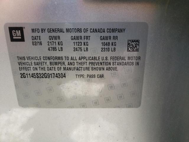 Photo 10 from auction – 2016 CHEVROLET IMPALA LTZ with VIN 2G1145S32G9174304