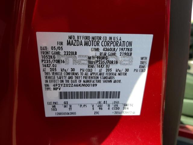 Photo 10 from auction – 2006 MAZDA TRIBUTE I with VIN 4F2YZ02Z46KM00189