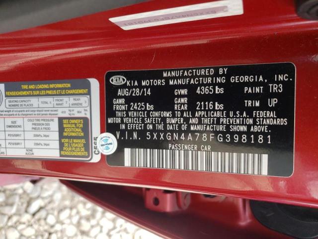 Photo 10 from auction – 2015 KIA OPTIMA EX with VIN 5XXGN4A78FG398181