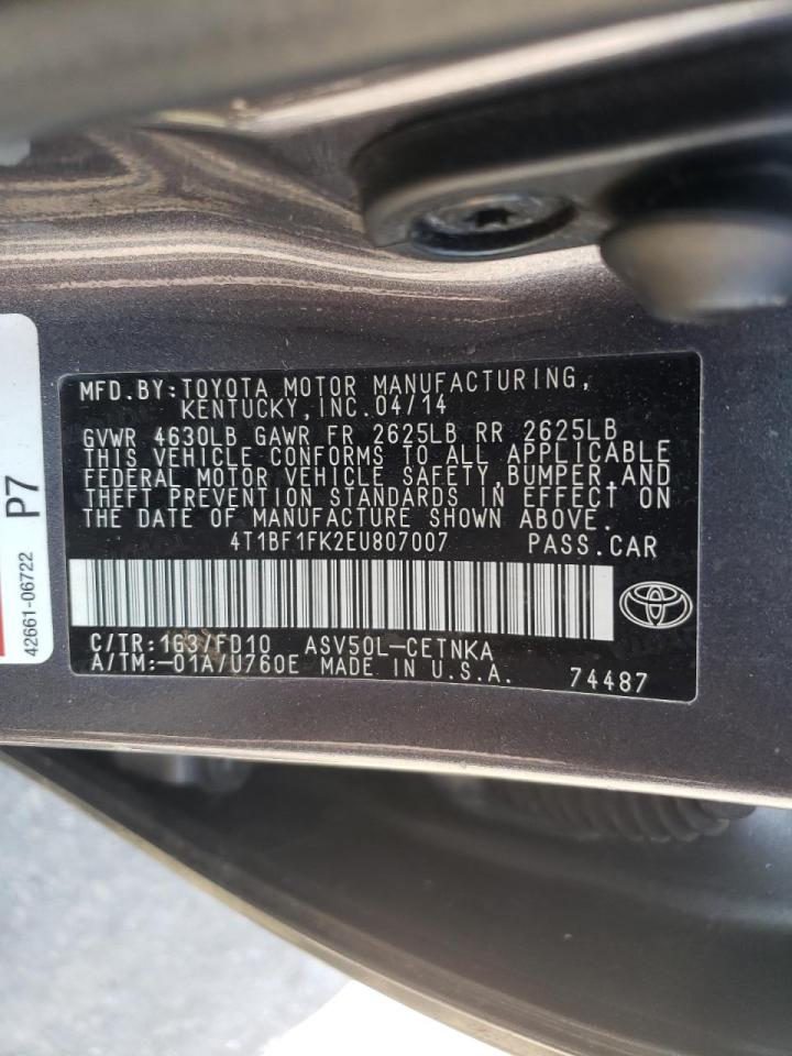 Photo 10 from auction – 2014 TOYOTA CAMRY L with VIN 4T1BF1FK2EU807007