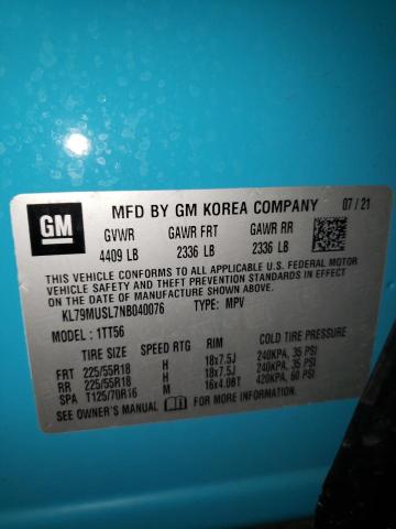 Photo 10 from auction – 2022 CHEVROLET TRAILBLAZE with VIN KL79MUSL7NB040076