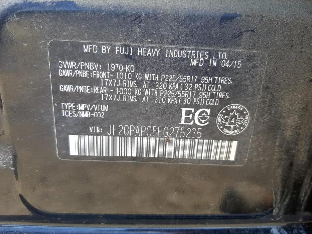 Photo 10 from auction – 2015 SUBARU XV CROSSTR with VIN JF2GPAPC5FG275235