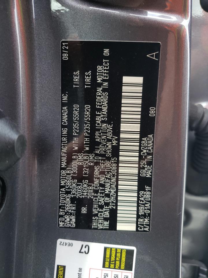 Photo 10 from auction – 2022 LEXUS RX 350 with VIN 2T2HZMDA0NC308815