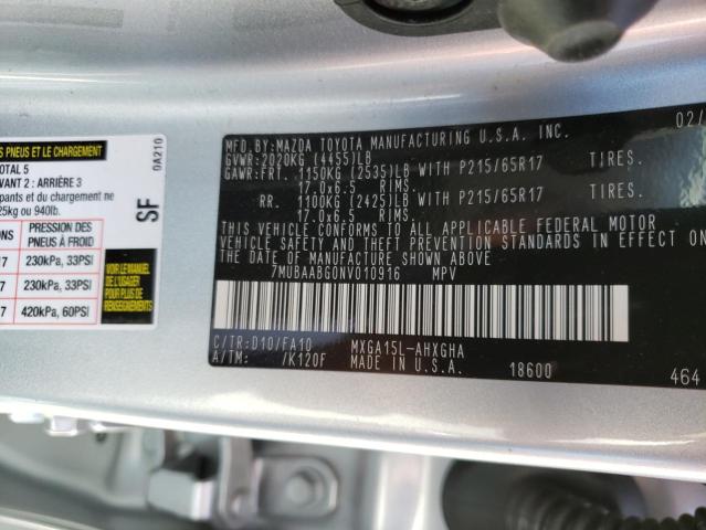 Photo 10 from auction – 2022 TOYOTA COROLLA CR with VIN 7MUBAABG0NV010916