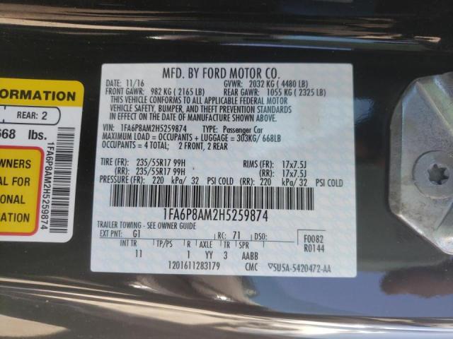 Photo 10 from auction – 2017 FORD MUSTANG with VIN 1FA6P8AM2H5259874