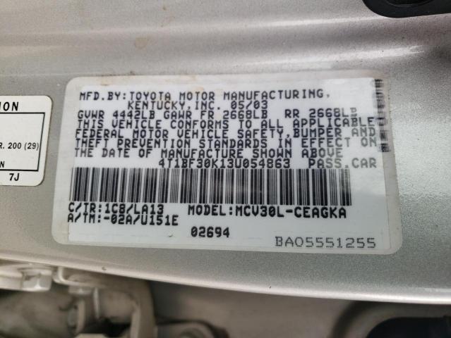 Photo 10 from auction – 2003 TOYOTA CAMRY LE with VIN 4T1BF30K13U054863