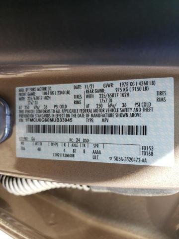 Photo 10 from auction – 2021 FORD ESCAPE SE with VIN 1FMCU0G60MUB33945