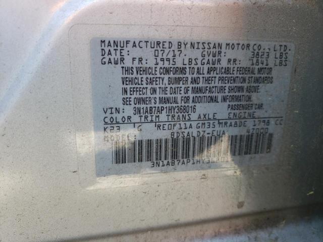 Photo 10 from auction – 2017 NISSAN SENTRA S with VIN 3N1AB7AP1HY368016