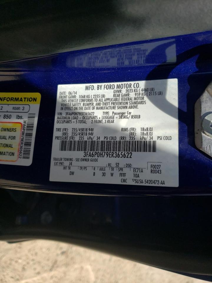 Photo 10 from auction – 2014 FORD FUSION SE with VIN 3FA6P0H79ER365622