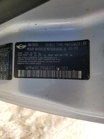Photo 10 from auction – 2003 MINI COOPER with VIN WMWRC33463TC44303