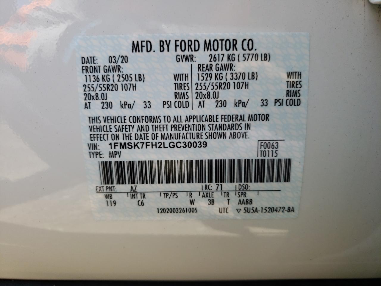 Photo 19 from auction – 2020 FORD EXPLORER L with VIN 1FMSK7FH2LGC30039