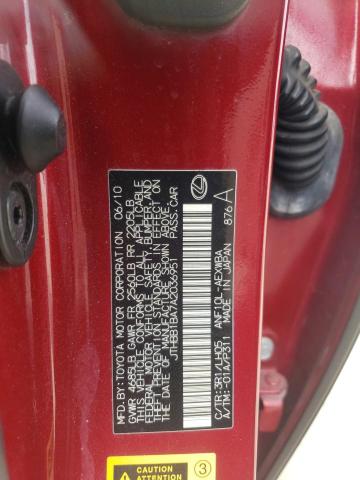 Photo 10 from auction – 2010 LEXUS HS 250H with VIN JTHBB1BA7A2036951