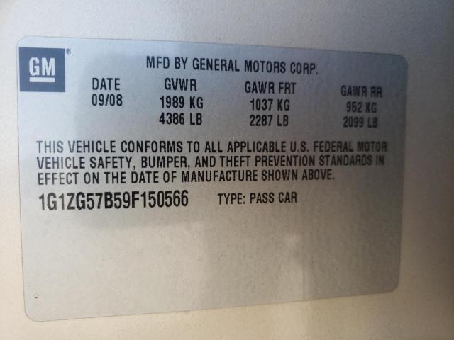 Photo 10 from auction – 2009 CHEVROLET MALIBU with VIN 1G1ZG57B59F150566