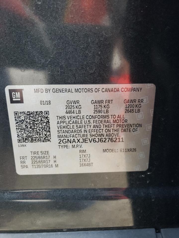 Photo 10 from auction – 2018 CHEVROLET EQUINOX LT with VIN 2GNAXJEV6J6276211