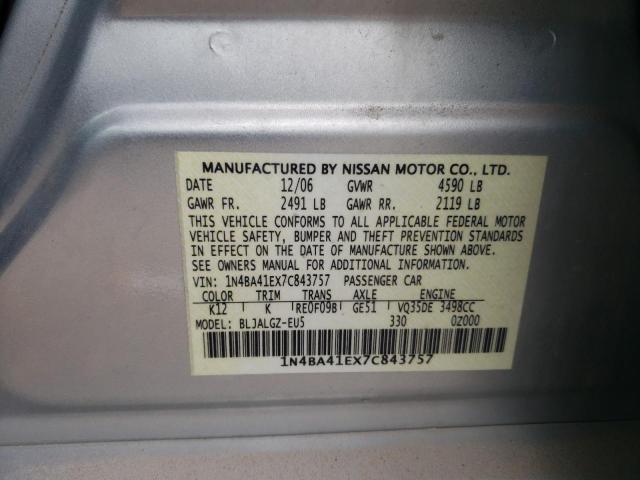 Photo 10 from auction – 2007 NISSAN MAXIMA SE with VIN 1N4BA41EX7C843757