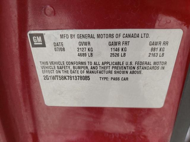 Photo 10 from auction – 2008 CHEVROLET IMPALA LT with VIN 2G1WT58K781378085