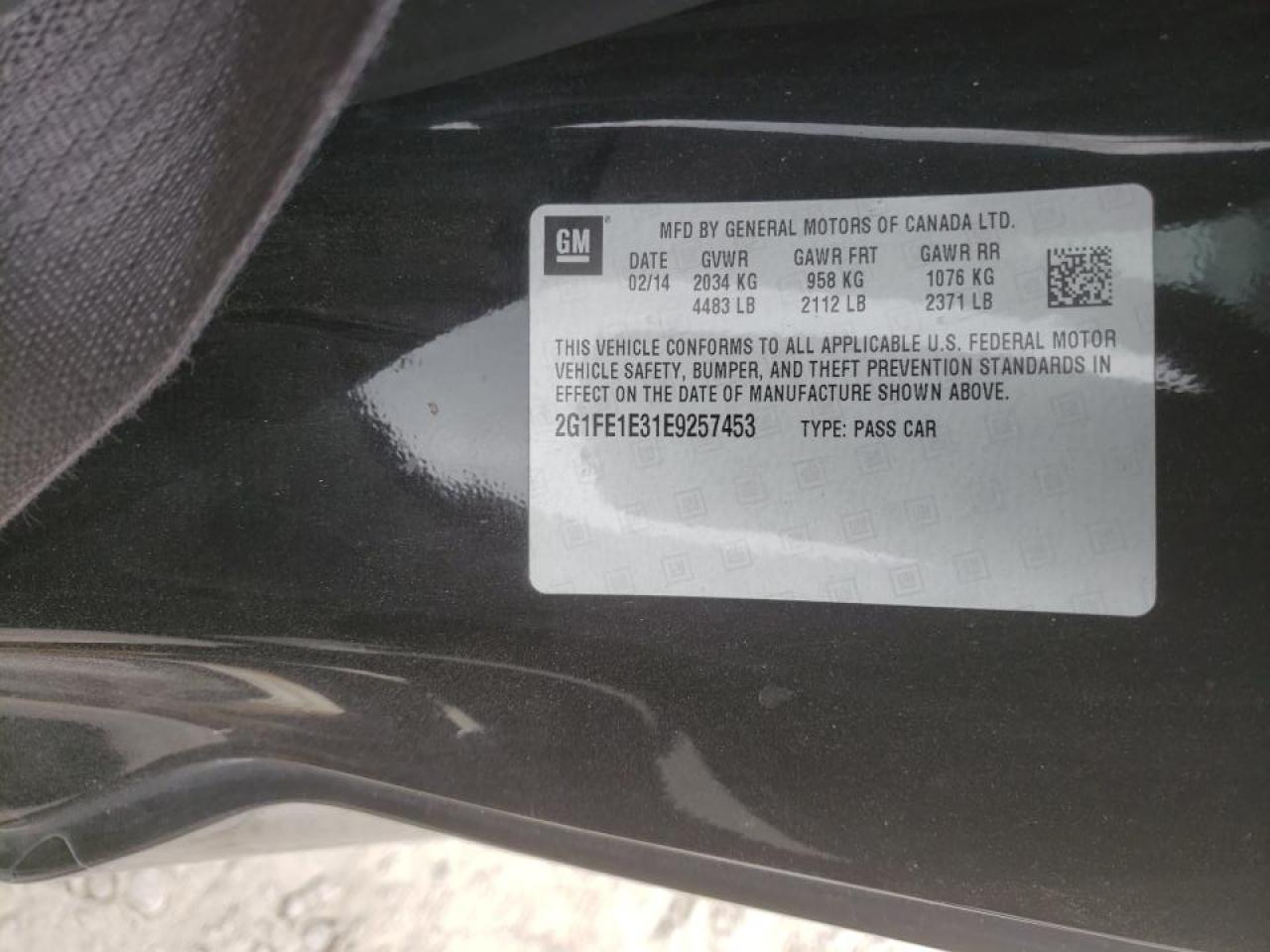 Photo 10 from auction – 2014 CHEVROLET CAMARO LS with VIN 2G1FE1E31E9257453