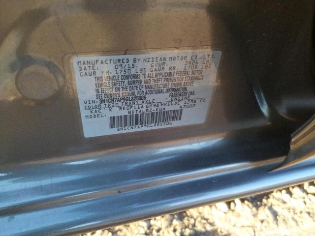 Photo 10 from auction – 2016 NISSAN VERSA with VIN 3N1CN7AP9GL825506