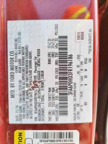 Photo 10 from auction – 2015 FORD FUSION SE with VIN 3FA6P0HD3FR196186