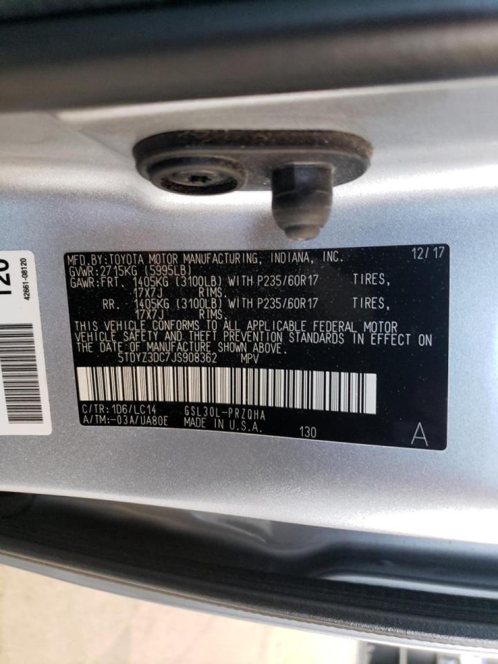 Photo 10 from auction – 2018 TOYOTA SIENNA XLE with VIN 5TDYZ3DC7JS908362