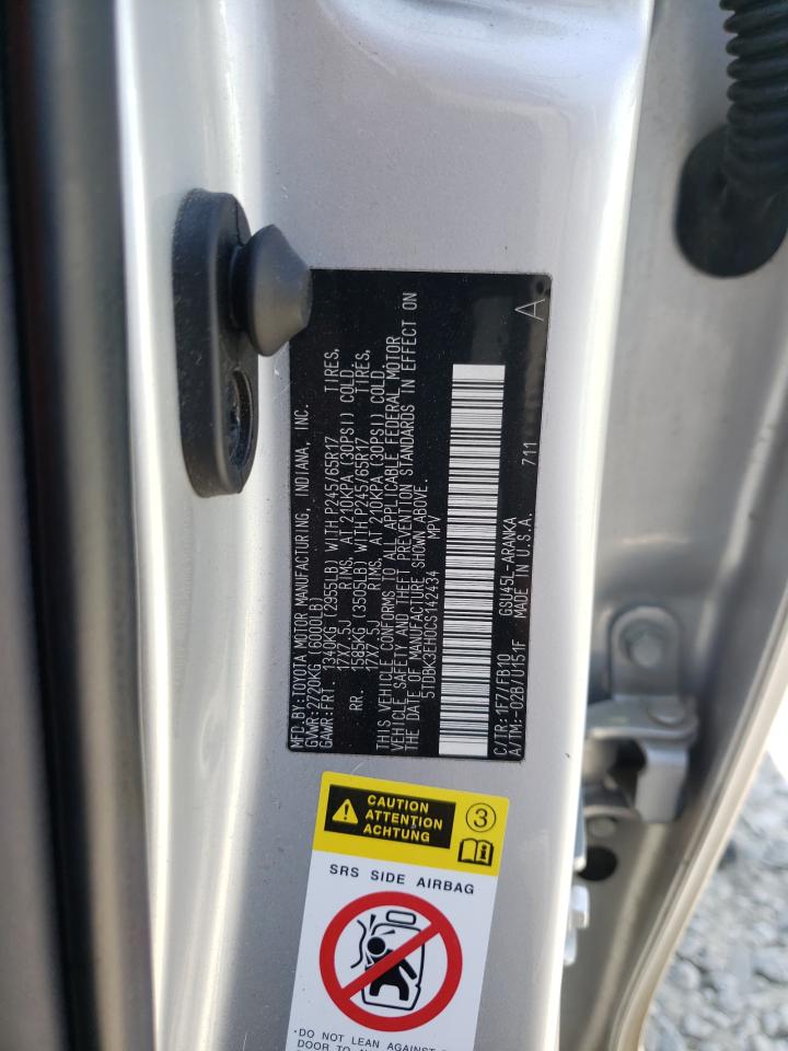Photo 10 from auction – 2012 TOYOTA HIGHLANDER with VIN 5TDBK3EH0CS142434