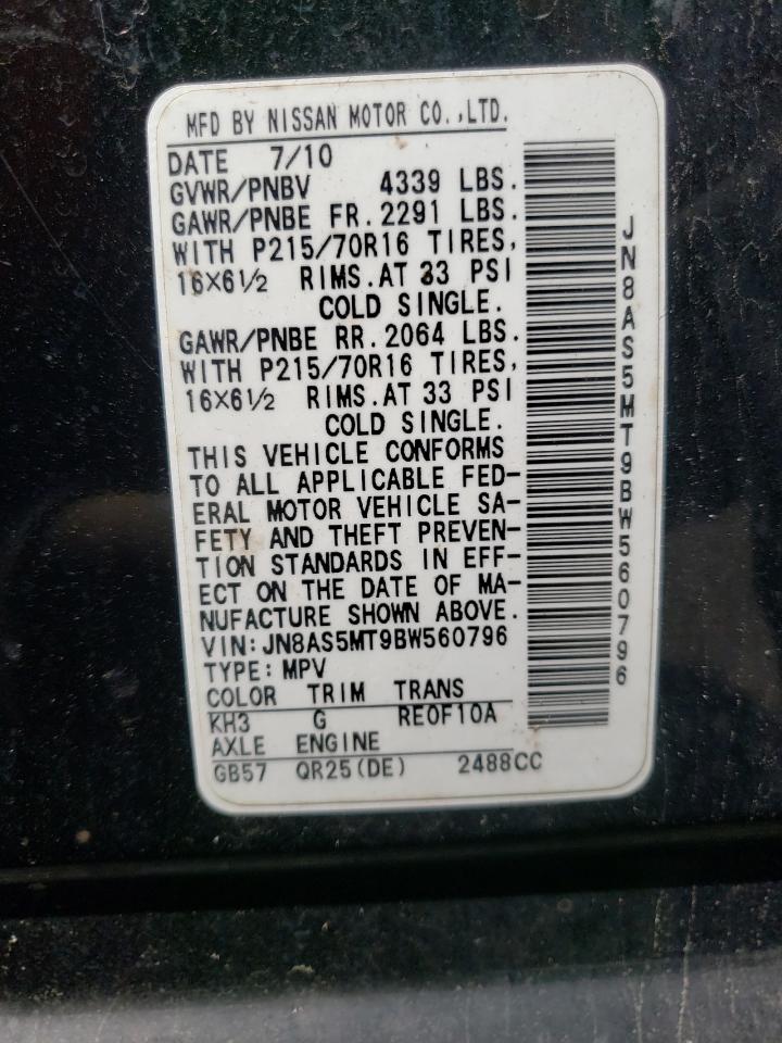 Photo 10 from auction – 2011 NISSAN ROGUE S with VIN JN8AS5MT9BW560796