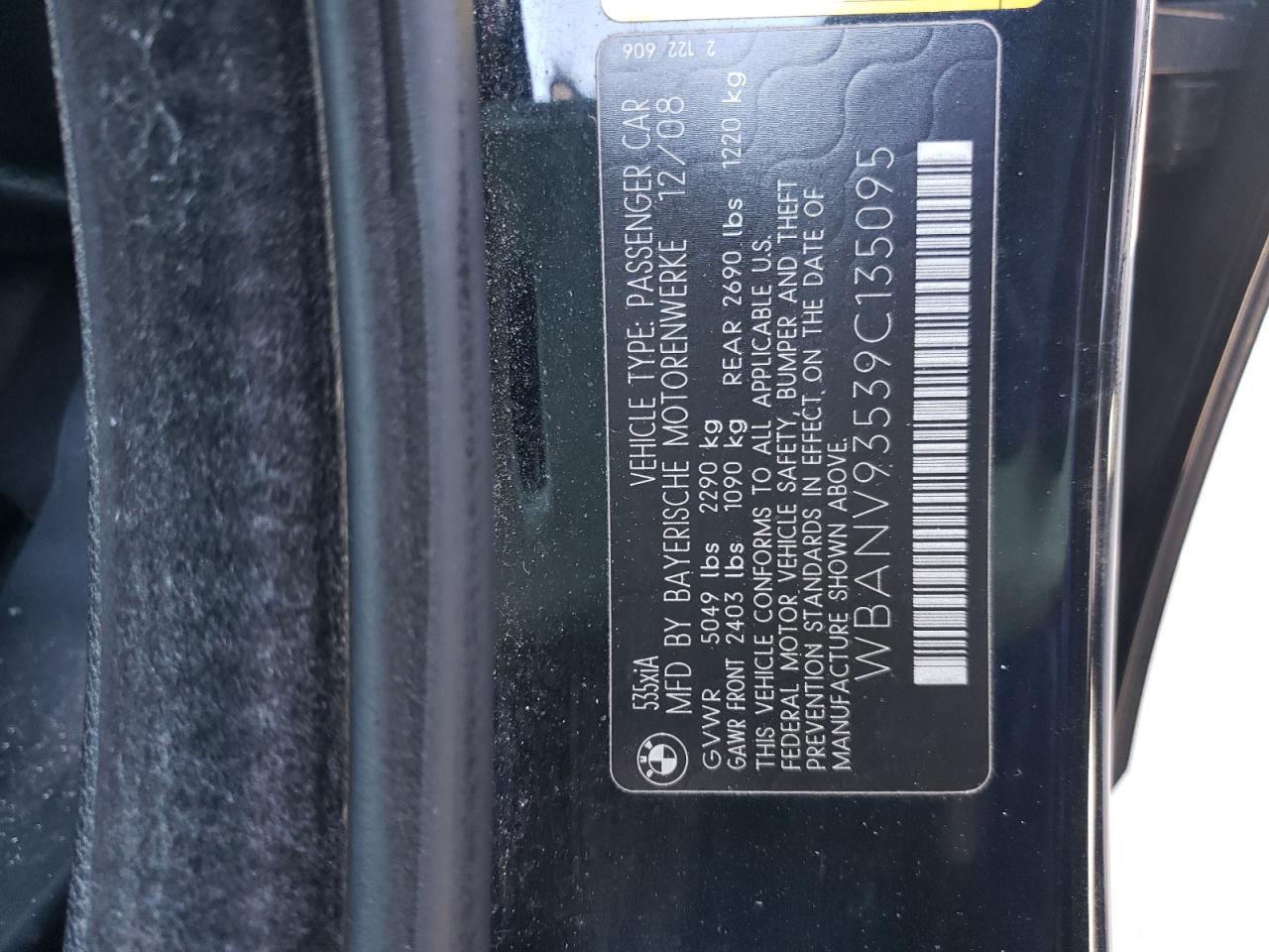 Photo 10 from auction – 2009 BMW 535 XI with VIN WBANV93539C135095